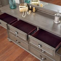 Pennings 9 Drawer Dresser With Mirror Gray - HOMES: Inside + Out -Baxton Furniture Store GUEST 950e0e37 0d4d 4895 b831 2effc460a16f