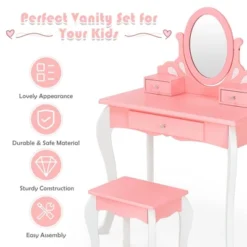 Costway Kids Vanity Princess Makeup Dressing Table Stool Set W/ Mirror Drawer 18 Costway Kids Vanity Princess Makeup Dressing Table Stool Set W/ Mirror Drawer -Baxton Furniture Store GUEST 9545e0cd cc4c 4b6d 9fa8 9620937370ef
