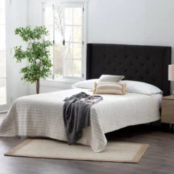 Eva Wingback Upholstered Headboard - Brookside Home -Baxton Furniture Store GUEST 95f56e13 b595 484e a101 088a81c28da6