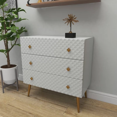 Modern 3 Drawer Wooden Chest White - Olivia & May 5 Modern 3 Drawer Wooden Chest White - Olivia & May - Image 4