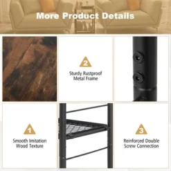 Tangkula 3-Tier Industrial Side Table Nightstand With Removable Mesh Metal Shelf Adjustable Leveling Foot Pads End Table 15 Tangkula 3-Tier Industrial Side Table Nightstand With Removable Mesh Metal Shelf Adjustable Leveling Foot Pads End Table -Baxton Furniture Store GUEST 9a351dcf db3d 44f3 bead ab8e19c3128a