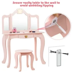 Costway Kids Makeup Dressing Table Chair Set Princess Vanity & Tri-folding Mirror 19 Costway Kids Makeup Dressing Table Chair Set Princess Vanity & Tri-folding Mirror -Baxton Furniture Store GUEST 9b8b55e6 ebdd 4b30 8dee 9d2e833973cc