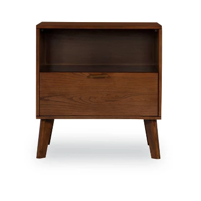 Reid 1 Drawer Nightstand Walnut - Linon 3 Reid 1 Drawer Nightstand Walnut - Linon