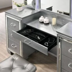 2pc Mallery Vanity Set With Stool Silver - HOMES: Inside + Out -Baxton Furniture Store GUEST 9d2b5304 3090 4636 b1a3 0c8a86c1e07b