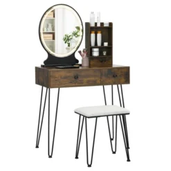 Costway Vanity Table Set Lighted Mirror Storage Drawer Shelf Cushion Stool 19 Costway Vanity Table Set Lighted Mirror Storage Drawer Shelf Cushion Stool -Baxton Furniture Store GUEST 9dc7097b 536f 4830 826f 5c6b10d0c93a