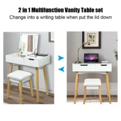Costway Vanity Makeup Table Cushioned Stool Set W/Flip Top Mirror &1 Drawer Writing Desk -Baxton Furniture Store GUEST 9deb7f61 8ea7 4cb6 8c34 660c0f0f611c
