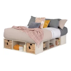 Lilak Storage Bed With Baskets Winter Oak And Rattan - South Shore -Baxton Furniture Store GUEST 9e4248e5 7041 4920 a160 92b4f5e84b4a