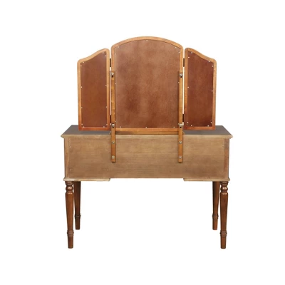 Zelda Vanity Mirror & Bench Warm Cherry - Powell Company 4 Zelda Vanity Mirror & Bench Warm Cherry - Powell Company - Image 2