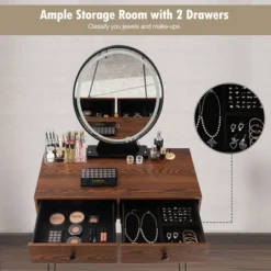 Costway Vanity Makeup Dressing Table W/ 3 Lighting Modes Mirror Touch Switch RusticCoffee -Baxton Furniture Store GUEST 9eee46ab 2b83 4dcb 9678 2b3856007279