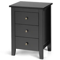 Costway Set Of 2 Nightstand End Beside Sofa Table W/ 3 Drawers Bedroom Furniture Black -Baxton Furniture Store GUEST 9ef9c238 0c12 4304 b346 8d07d7ed1bca