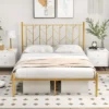 Costway Full/Queen/Twin Size Metal Platform Bed Frame Vintage Headboard Mattress Foundation Gold -Baxton Furniture Store GUEST 9f21b017 0a03 43af ba9b 119061251802