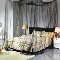 4 Corner Post Bed Canopy Mosquito Net Full Queen King Size Netting Bedding Black -Baxton Furniture Store GUEST 9f608ca2 4c4c 4f7b 9278 a86e8eedd20b