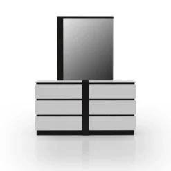 Pape Contemporary 6 Drawer Dresser With Mirror White/Metallic Gray - MiBasics -Baxton Furniture Store GUEST 9fbb55af 2fa0 48cb 9874 a0627e314d99