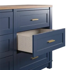 Henry 6 Drawer Walnut Top Wide Dresser Navy - Room & Joy -Baxton Furniture Store GUEST 9fdb10ac d25e 4aa4 a3e3 7fddd0b13ccb