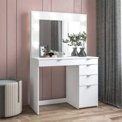 Harper Vanity Table With Lighted Mirror White - Polifurniture -Baxton Furniture Store GUEST a0dc428c c331 4f67 8352 02a1b8d94e51