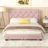 Queen Size Linen Upholstered Storage Platform Bed With Two Drawers-ModernLuxe