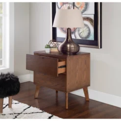 Reid 2 Drawer Nightstand Chest Walnut - Linon -Baxton Furniture Store GUEST a2eacf84 a118 415d aafb 03ed6cd2ecc2