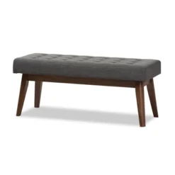 Elia Mid Century Modern Walnut Wood Fabric Button Tufted Bench - Baxton Studio 20 Elia Mid Century Modern Walnut Wood Fabric Button Tufted Bench - Baxton Studio -Baxton Furniture Store GUEST a33d6801 002b 4af9 90aa c2f3df7ebb49