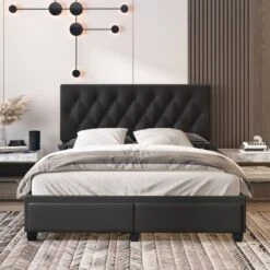Full Veronica Tufted Faux Leather Upholstered Platform Bed With Storage Drawers Black - Eco Dream 13 Full Veronica Tufted Faux Leather Upholstered Platform Bed With Storage Drawers Black - Eco Dream -Baxton Furniture Store GUEST a47168c3 1528 48ae b886 72093410bc19
