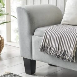 Simple Relax Bedroom Velvet Bench With Storage In Gray -Baxton Furniture Store GUEST a488d393 68ab 4b00 9e2c 811232dd0d45