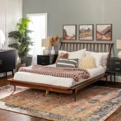 Boho Solid Wood Spindle Platform Bed - Saracina Home -Baxton Furniture Store GUEST a59e04b0 9472 44a4 aa47 43be053d19eb