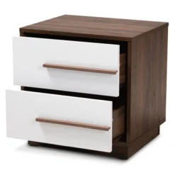 Mette Walnut Finished Wood Nightstand White - Baxton Studio -Baxton Furniture Store GUEST a5c9dd8e 084f 45a8 a446 91fc80ede094
