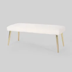 Capernaum Faux Fur Bench - Christopher Knight Home -Baxton Furniture Store GUEST a64fe17d a6bf 4e7c af53 dfe620fa0a1e