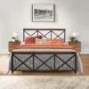 Queen Ashford Metal Bed With Wood Accent Textured Black Oak Finished Wood - Hillsdale Furniture