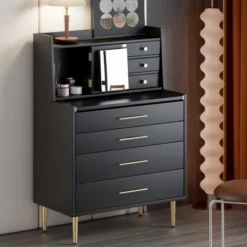 Vanity Makeup Table With Mirror, Storage Dresser With 7 Drawers-ModernLuxe -Baxton Furniture Store GUEST a715427f 2aec 4dd1 a51d ab9f9abe1ec9