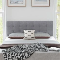 Costway Full/Queen Size Headboard Linen Fabric Upholstered Button Tufted Solid Wood Leg -Baxton Furniture Store GUEST a91b9431 5205 443e 8d8d 481b17ffd95e