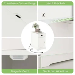 Costway Side End Table Nightstand With Charging Station Storage For Living Room Bedroom -Baxton Furniture Store GUEST a938f136 47bd 4e7f 8fab c282bd75b2d1