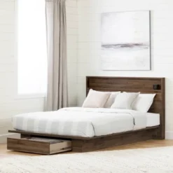 Full/Queen Tao Headboard With Shelf Natural Walnut - South Shore -Baxton Furniture Store GUEST a98e0828 17dd 4906 80e9 68cf8de1fc8b