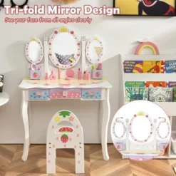 Costway Kids Vanity Princess Makeup Dressing Table Chair Set W/ Tri-fold Mirror White 15 Costway Kids Vanity Princess Makeup Dressing Table Chair Set W/ Tri-fold Mirror White -Baxton Furniture Store GUEST a9f40336 37e6 4bac a59e 85f2e8a3e0a8