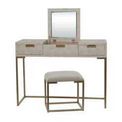 Contemporary Wood Console Table Dressing Table Desk With Mirror And Stool Set - Olivia & May -Baxton Furniture Store GUEST aa8db9d1 4b6c 4336 a8bf e7e36df76204