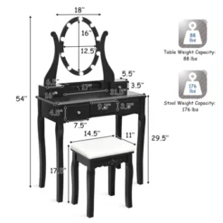 Tangkula Vanity Table Makeup Dresser Desk W/LED Light Drawers & Stool Black/Brown/White 13 Tangkula Vanity Table Makeup Dresser Desk W/LED Light Drawers & Stool Black/Brown/White -Baxton Furniture Store GUEST ab6bd947 d0cc 4cad a6fd 71d0394953d9
