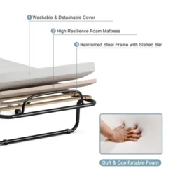 Costway Portable Folding Bed With Mattress Rollaway Cot Made In Italy NavyBeige 20 Costway Portable Folding Bed With Mattress Rollaway Cot Made In Italy NavyBeige -Baxton Furniture Store GUEST ac157b2b e25b 46af a607 678e1555703e
