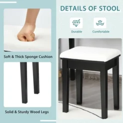 Costway Vanity Table Set With Lighted Mirror Adjustable 10 Bulbs Dresser 4 Drawer -Baxton Furniture Store GUEST af08fe3c 0df0 45ae b417 97d1eb5a84fb