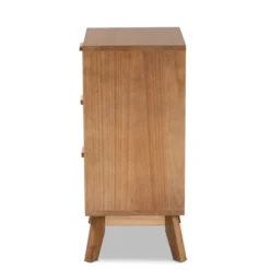 Baden Wood With Rattan 3 Drawer Nightstand Walnut Brown - Baxton Studio -Baxton Furniture Store GUEST af629532 7b81 4b4b 9ec4 01724707e0fa