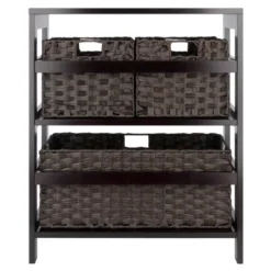 29.21" 4pc Leo Storage Shelf With Baskets Espresso/Chocolate - Winsome 22 29.21" 4pc Leo Storage Shelf With Baskets Espresso/Chocolate - Winsome -Baxton Furniture Store GUEST afaadb8e 871c 4807 8f1c d8ddccebfe51