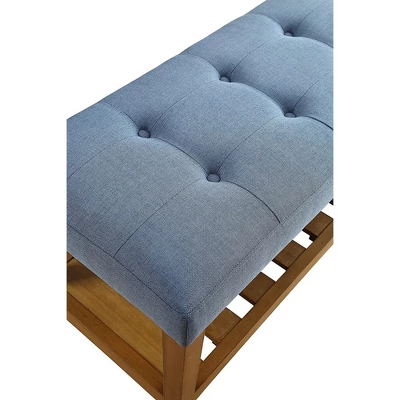Simple Relax Fabric And Wood Bench In Blue And Oak Finish 5 Simple Relax Fabric And Wood Bench In Blue And Oak Finish - Image 3
