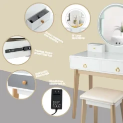 Costway Vanity Table 3 Color Lighting Modes MakeUp Stool Jewelry 17 Costway Vanity Table 3 Color Lighting Modes MakeUp Stool Jewelry -Baxton Furniture Store GUEST b042d6f4 e756 4dcb 976c d012e762da90