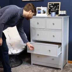 Sunnydaze Decor Sunnydaze Beadboard Vertical Dresser Chest With 5 Drawers - 43.5" H - Gray -Baxton Furniture Store GUEST b0692803 ec40 429a a5c0 e49df8eee29b