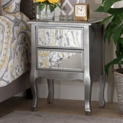 Leonie Wood And Mirrored Glass 2 Drawer Nightstand Silver - Baxton Studio 14 Leonie Wood And Mirrored Glass 2 Drawer Nightstand Silver - Baxton Studio -Baxton Furniture Store GUEST b087a3c1 4e29 4a9e 82e6 2f1c68feb623