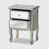 Leonie Wood And Mirrored Glass 2 Drawer Nightstand Silver - Baxton Studio -Baxton Furniture Store GUEST b091e360 3d1e 46c1 a052 4069307e4692