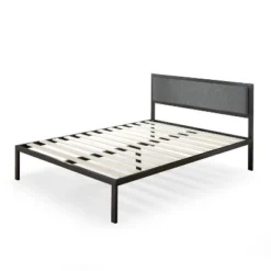 Korey Platform Metal Bed Frame With Upholstered Headboard Black - Zinus -Baxton Furniture Store GUEST b1493535 12ab 491e bde3 aee8bb45fce0