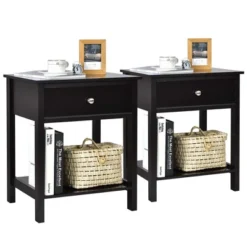 Costway 2PCS 2-Tier Nightstand Modern Side End Table W/ Drawer & Open Shelf -Baxton Furniture Store GUEST b21aa046 dd1c 4945 b7aa 251e351370fb