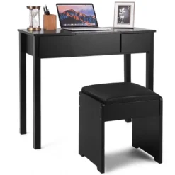 Costway Black Vanity Dressing Table Furniture Stool Storage Box -Baxton Furniture Store GUEST b3314f0e 2079 4f8e b2d1 178c6b648475