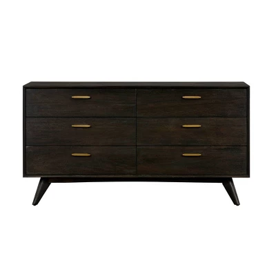Baly 6 Drawer Mid-Century Modern Dresser - Armen Living 3 Baly 6 Drawer Mid-Century Modern Dresser - Armen Living
