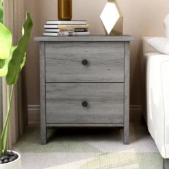 Shelman 2 Drawer Nightstand Vintage Gray - MiBasics