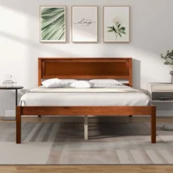 Costway Full/Queen/Twin Size Wooden Platform Bed Frame With Headboard Mattress Foundation Walnut -Baxton Furniture Store GUEST b4cae98f e0dc 44df 8a76 466b5816ee4e